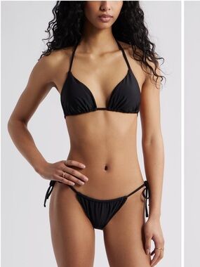 bp Black Triangle String Bikini Set